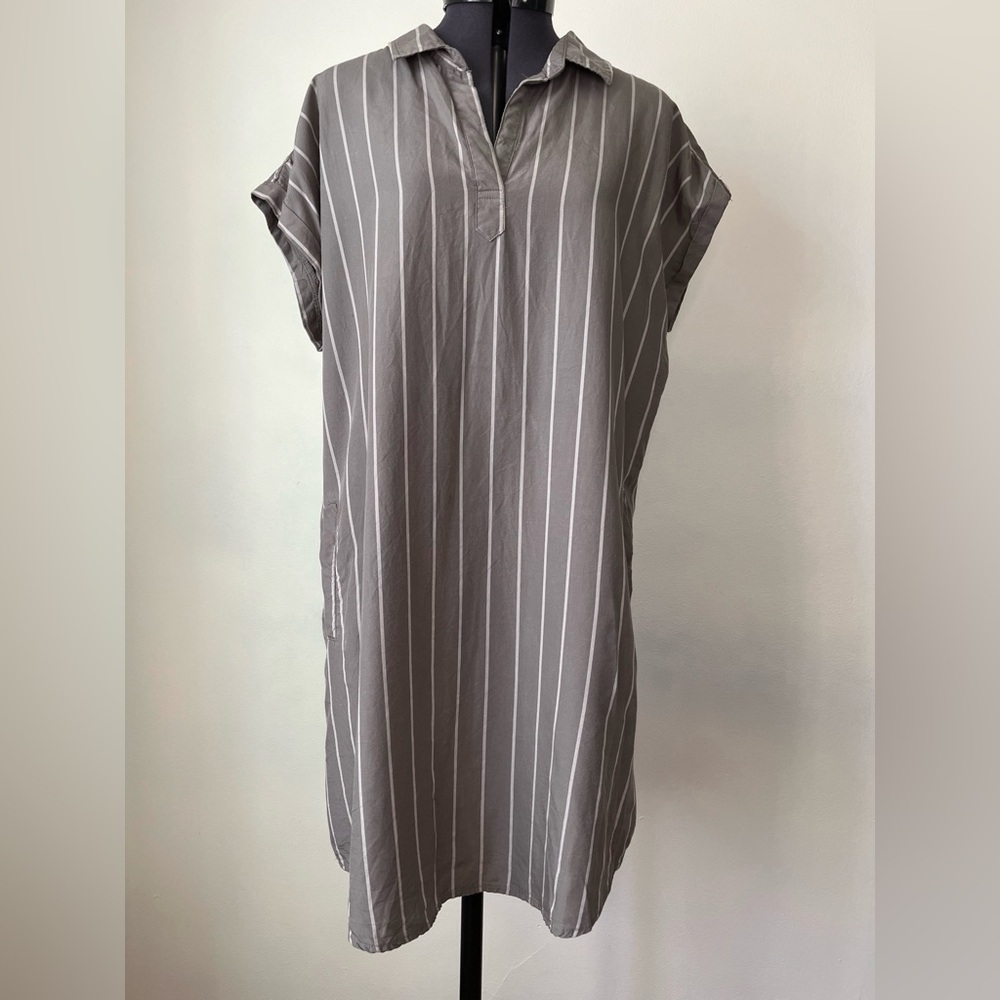Striped Shirt Dress • Size L • Green/Gray